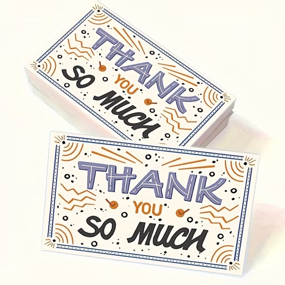 Elegant Thank You Cards, Black, Orange, Purple, NEW, 50 pcs.